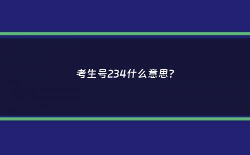 考生号234什么意思？