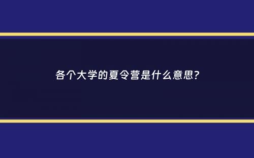 各个大学的夏令营是什么意思？