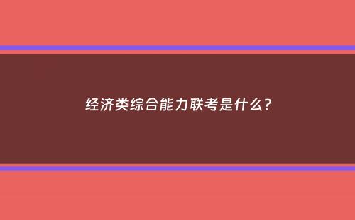 经济类综合能力联考是什么？