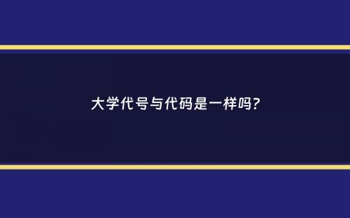 大学代号与代码是一样吗？