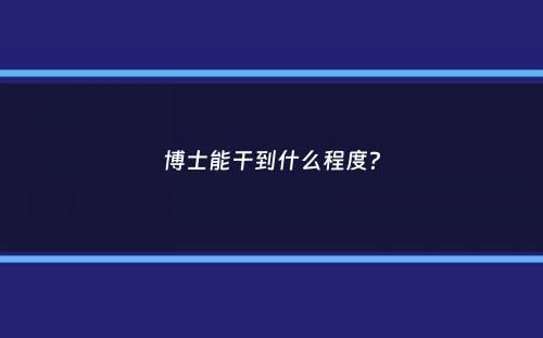 博士能干到什么程度？