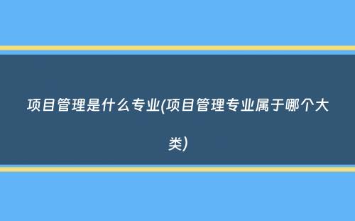 项目管理是什么专业(项目管理专业属于哪个大类）