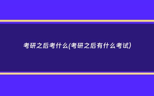 考研之后考什么(考研之后有什么考试）