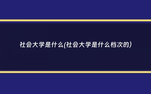 社会大学是什么(社会大学是什么档次的）