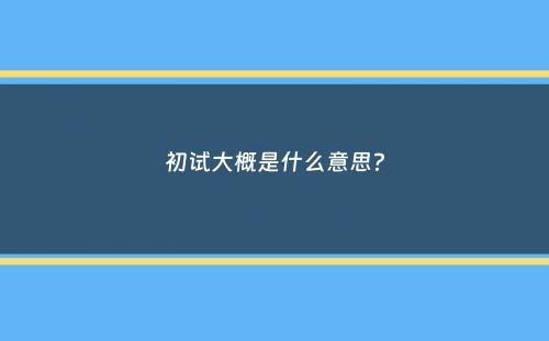 初试大概是什么意思？