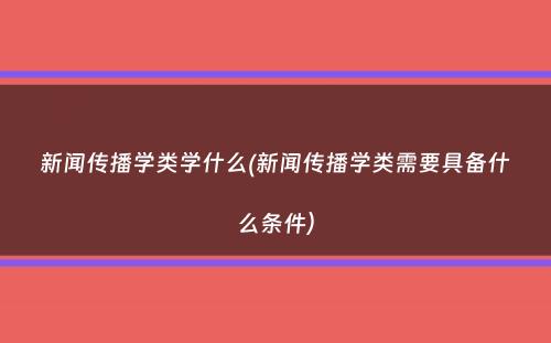 新闻传播学类学什么(新闻传播学类需要具备什么条件）