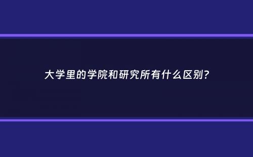 大学里的学院和研究所有什么区别？