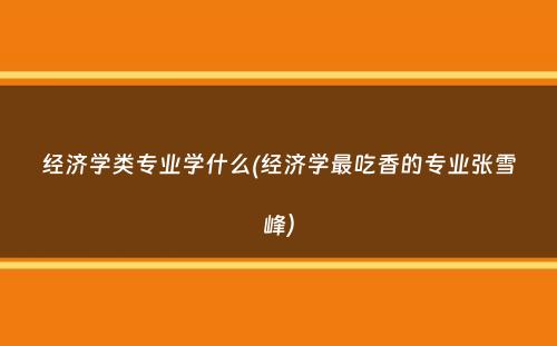 经济学类专业学什么(经济学最吃香的专业张雪峰）