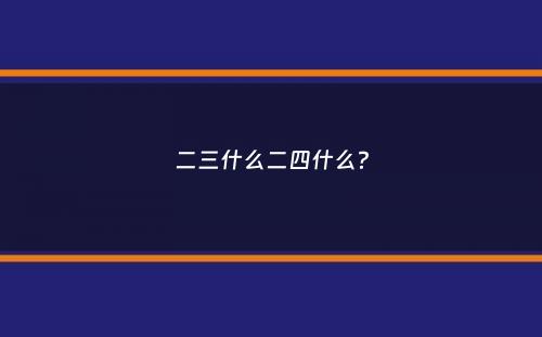 二三什么二四什么？