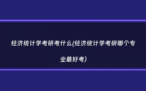 经济统计学考研考什么(经济统计学考研哪个专业最好考）