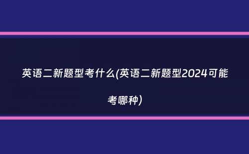 英语二新题型考什么(英语二新题型2024可能考哪种）