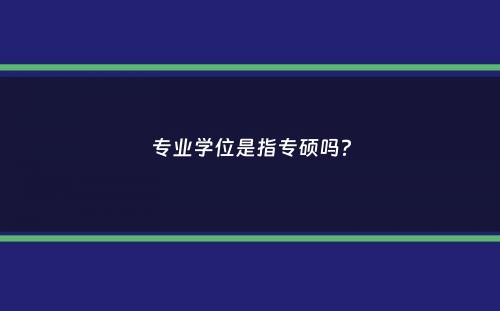 专业学位是指专硕吗？