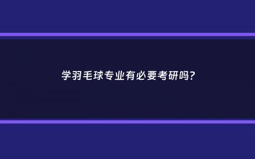 学羽毛球专业有必要考研吗？