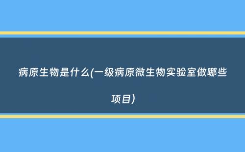 病原生物是什么(一级病原微生物实验室做哪些项目）