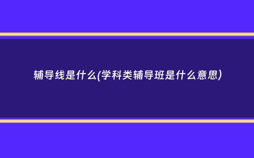 辅导线是什么(学科类辅导班是什么意思）