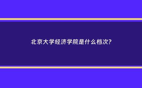 北京大学经济学院是什么档次？