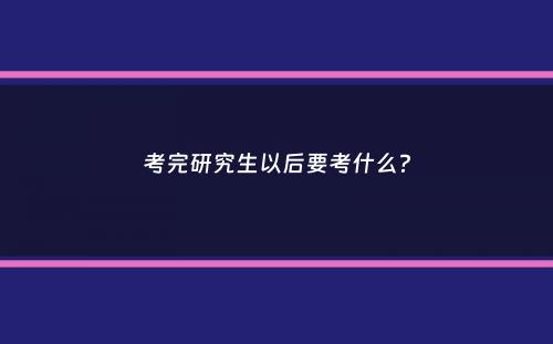 考完研究生以后要考什么？