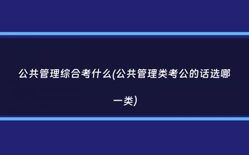 公共管理综合考什么(公共管理类考公的话选哪一类）