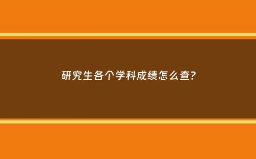 研究生各个学科成绩怎么查？