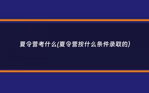 夏令营考什么(夏令营按什么条件录取的）