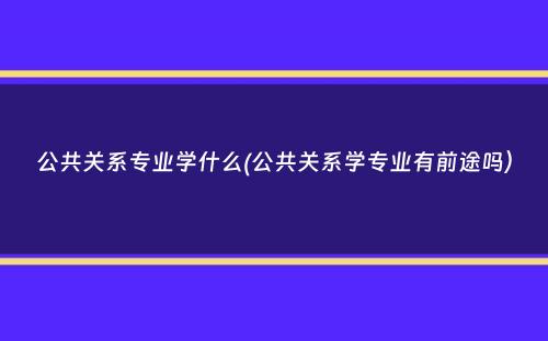 公共关系专业学什么(公共关系学专业有前途吗）