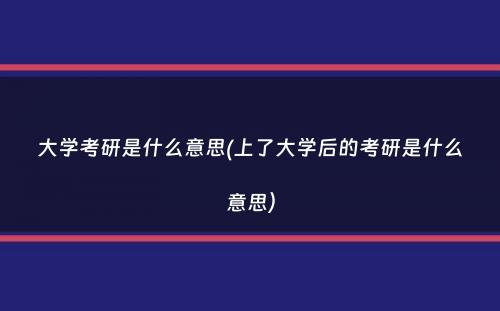 大学考研是什么意思(上了大学后的考研是什么意思）