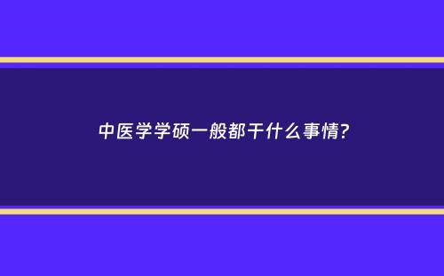 中医学学硕一般都干什么事情？