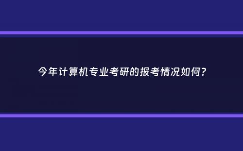 今年计算机专业考研的报考情况如何？