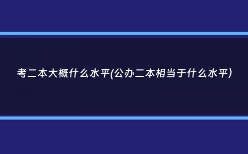 考二本大概什么水平(公办二本相当于什么水平）