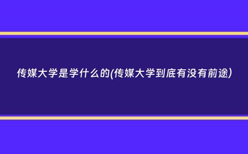 传媒大学是学什么的(传媒大学到底有没有前途）