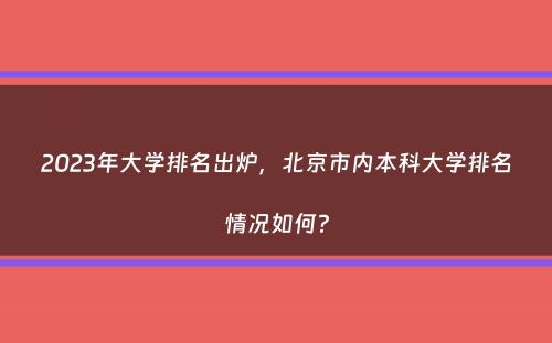 2023年大学排名出炉，北京市内本科大学排名情况如何？