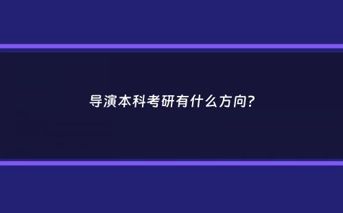 导演本科考研有什么方向？