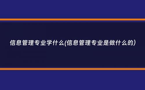 信息管理专业学什么(信息管理专业是做什么的）