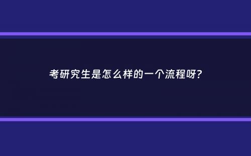 考研究生是怎么样的一个流程呀？