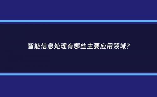 智能信息处理有哪些主要应用领域？