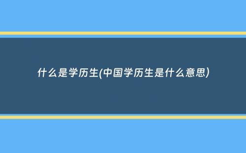 什么是学历生(中国学历生是什么意思）