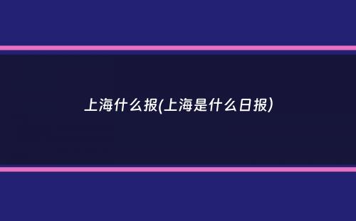 上海什么报(上海是什么日报）