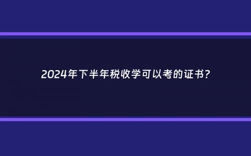 2024年下半年税收学可以考的证书？