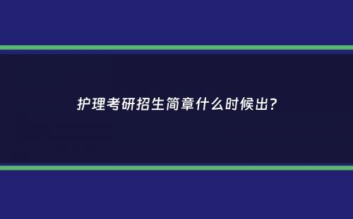 护理考研招生简章什么时候出？