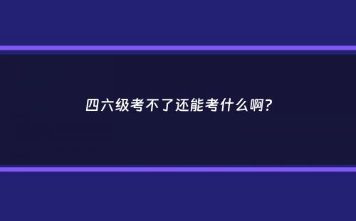 四六级考不了还能考什么啊？