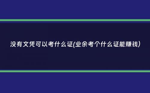 没有文凭可以考什么证(业余考个什么证能赚钱）