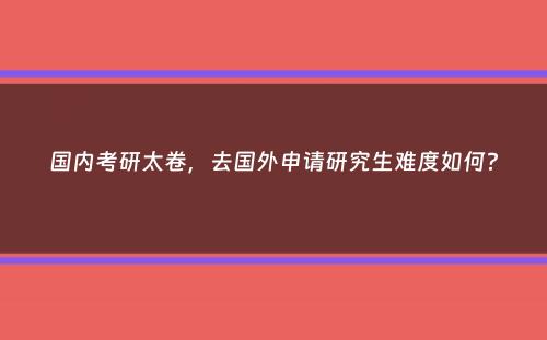 国内考研太卷，去国外申请研究生难度如何？