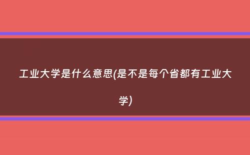 工业大学是什么意思(是不是每个省都有工业大学）