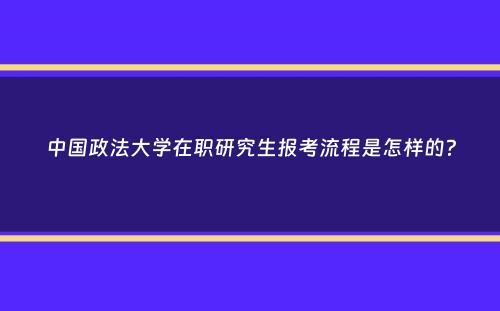 中国政法大学在职研究生报考流程是怎样的？