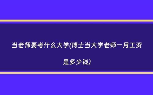 当老师要考什么大学(博士当大学老师一月工资是多少钱）