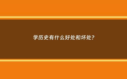 学历史有什么好处和坏处？