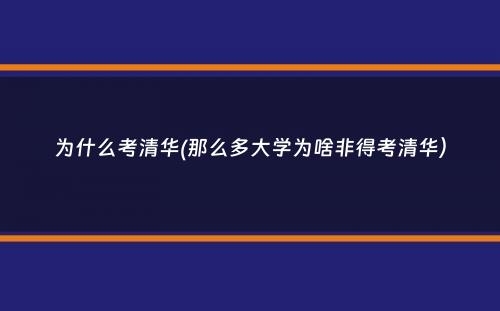 为什么考清华(那么多大学为啥非得考清华）