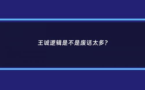 王诚逻辑是不是废话太多？