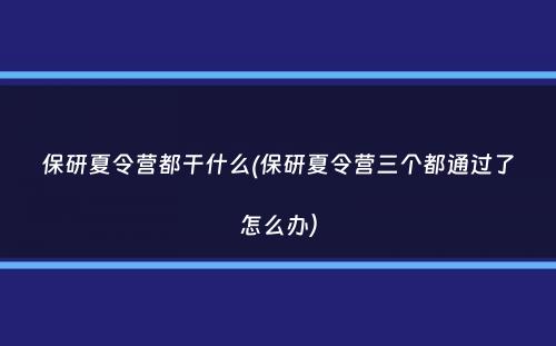 保研夏令营都干什么(保研夏令营三个都通过了怎么办）