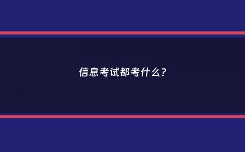 信息考试都考什么？